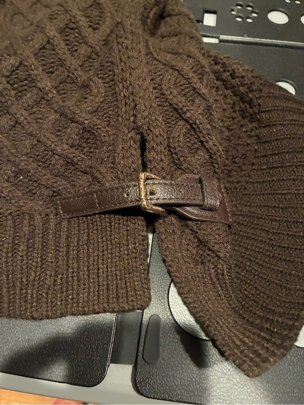 Saks Fifth Avenue Dark Brown Cable Knit Cowl Sweater - Picture 5 of 7